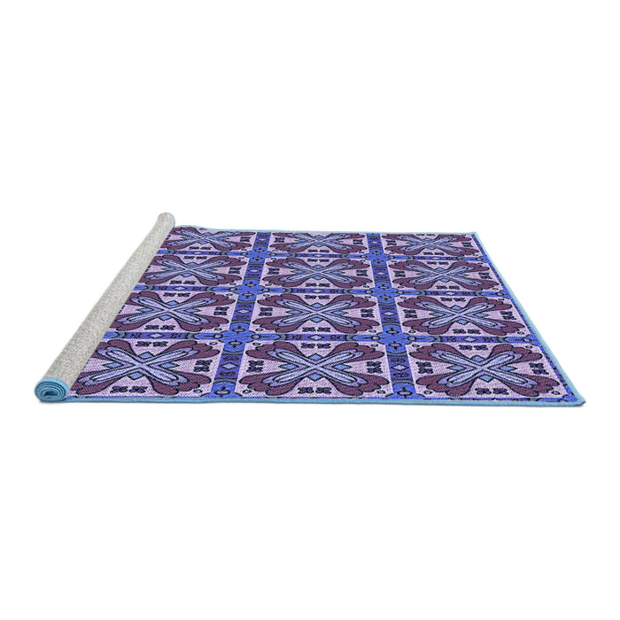 Sideview of Machine Washable Transitional Blue Rug, wshpat3202blu