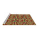 Sideview of Machine Washable Transitional Saffron Red Rug, wshpat3202brn