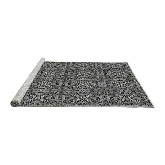 Sideview of Machine Washable Transitional Black Rug, wshpat3202gry