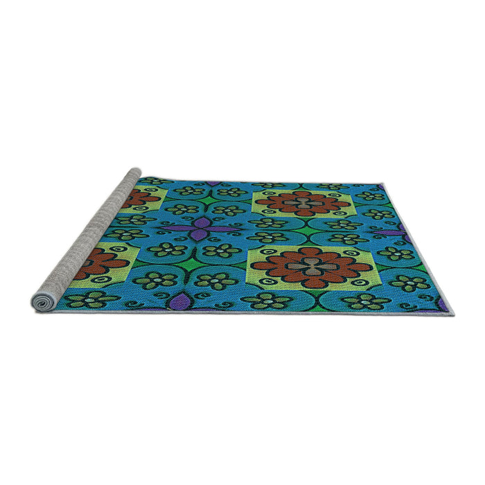 Sideview of Machine Washable Transitional Light Sea Green Rug, wshpat3203lblu