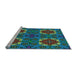 Sideview of Machine Washable Transitional Light Sea Green Rug, wshpat3203lblu