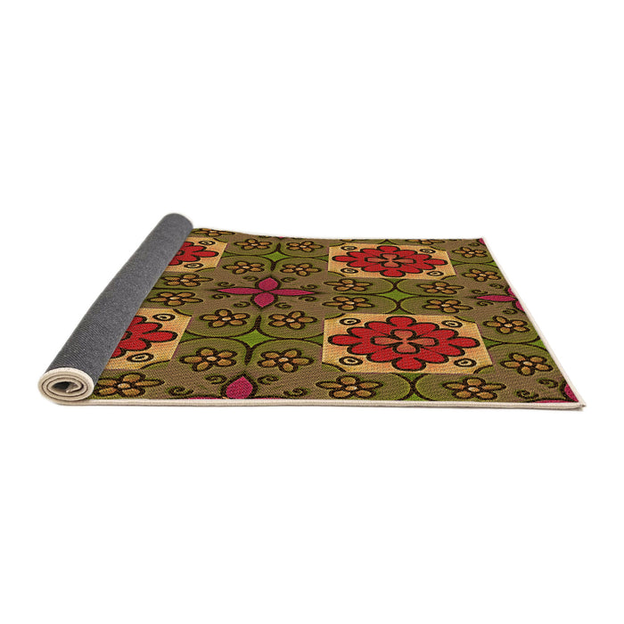 Thickness of Patterned Dark Golden Brown Rug, pat3203org