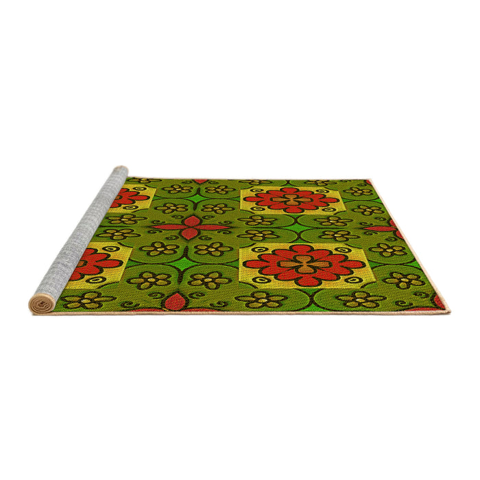 Sideview of Machine Washable Transitional Pistachio Green Rug, wshpat3203yw