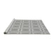 Sideview of Machine Washable Transitional Platinum Silver Gray Rug, wshpat3204gry