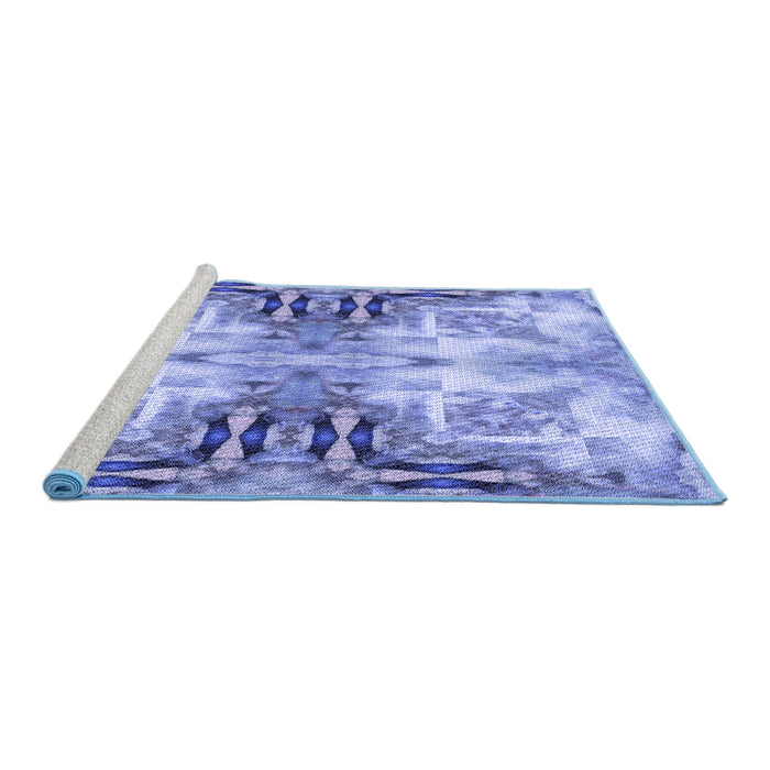 Sideview of Machine Washable Transitional Jeans Blue Rug, wshpat3205blu