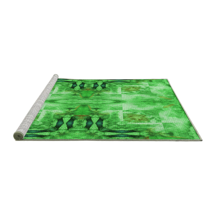 Sideview of Machine Washable Transitional Neon Green Rug, wshpat3205grn