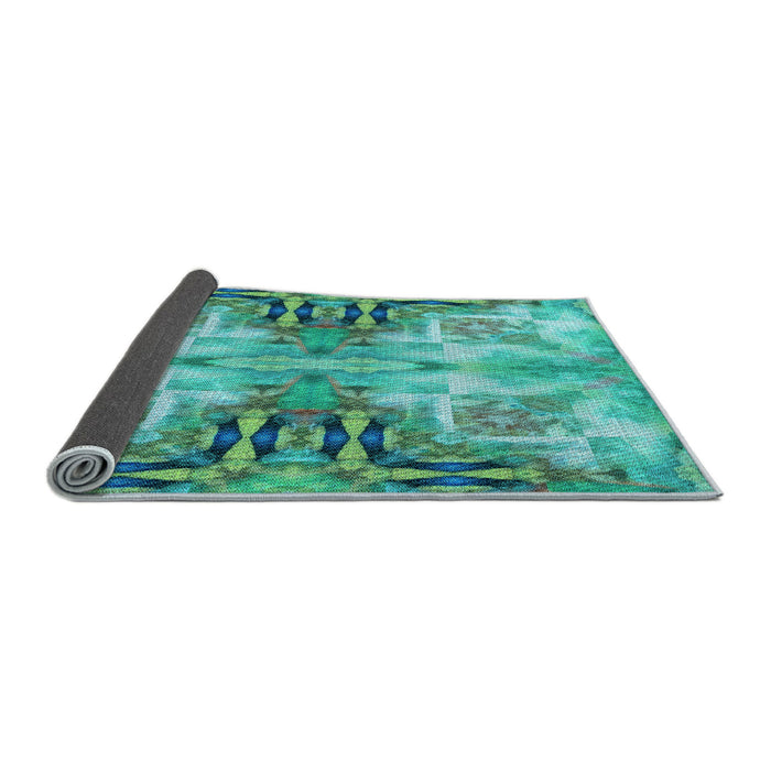 Thickness of Patterned Dark Cyan Green Rug, pat3205lblu