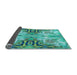 Thickness of Patterned Dark Cyan Green Rug, pat3205lblu