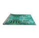 Sideview of Machine Washable Transitional Dark Cyan Green Rug, wshpat3205lblu