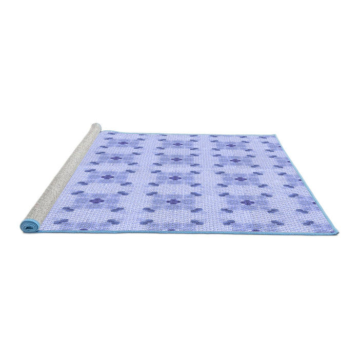 Sideview of Machine Washable Transitional Sky Blue Rug, wshpat3209blu
