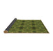 Thickness of Patterned Dark Yellow Green Rug, pat3210brn