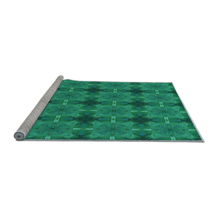 Sideview of Machine Washable Transitional Medium Teal Green Rug, wshpat3210lblu