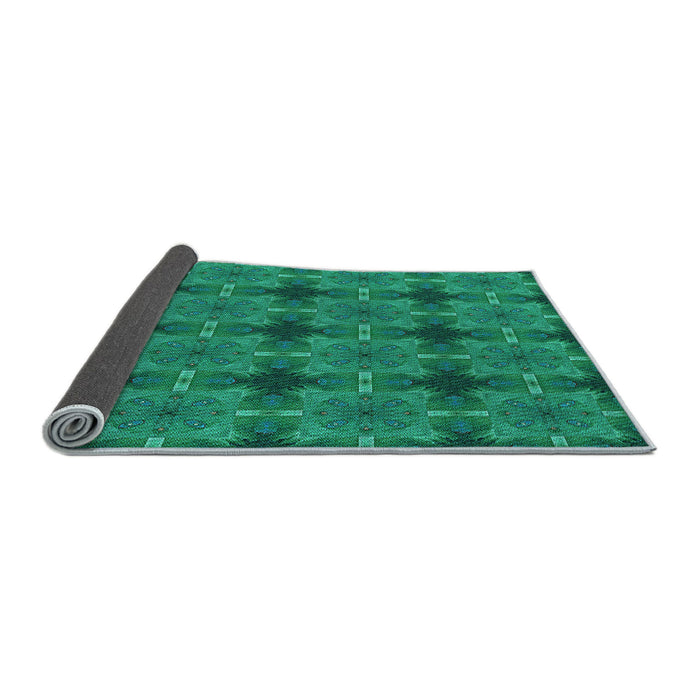 Thickness of Patterned Medium Teal Green Rug, pat3210lblu