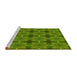 Sideview of Machine Washable Transitional Green Rug, wshpat3210yw