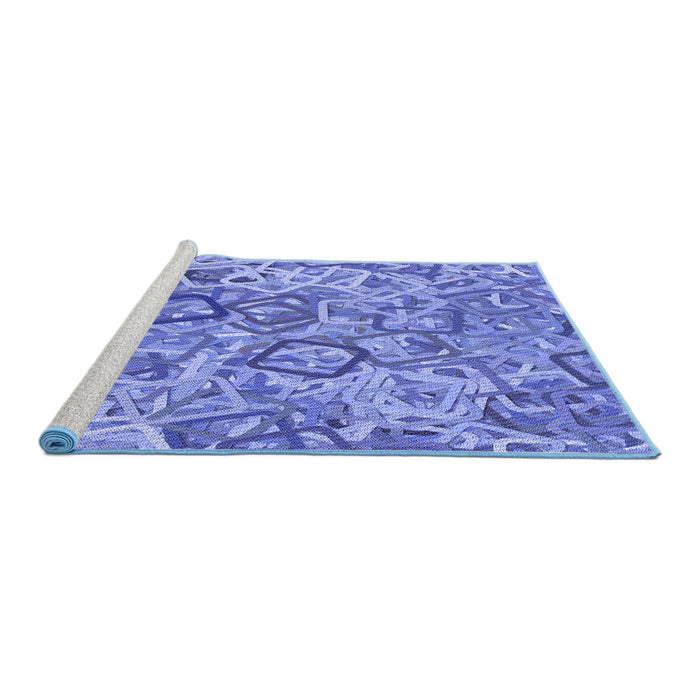 Sideview of Machine Washable Transitional Sky Blue Rug, wshpat3212blu