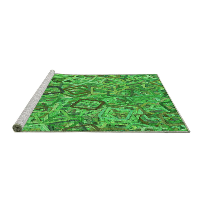 Sideview of Machine Washable Transitional Forest Green Rug, wshpat3212grn