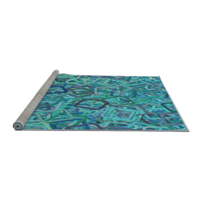 Sideview of Machine Washable Transitional Blue Rug, wshpat3212lblu