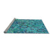 Sideview of Machine Washable Transitional Blue Rug, wshpat3212lblu