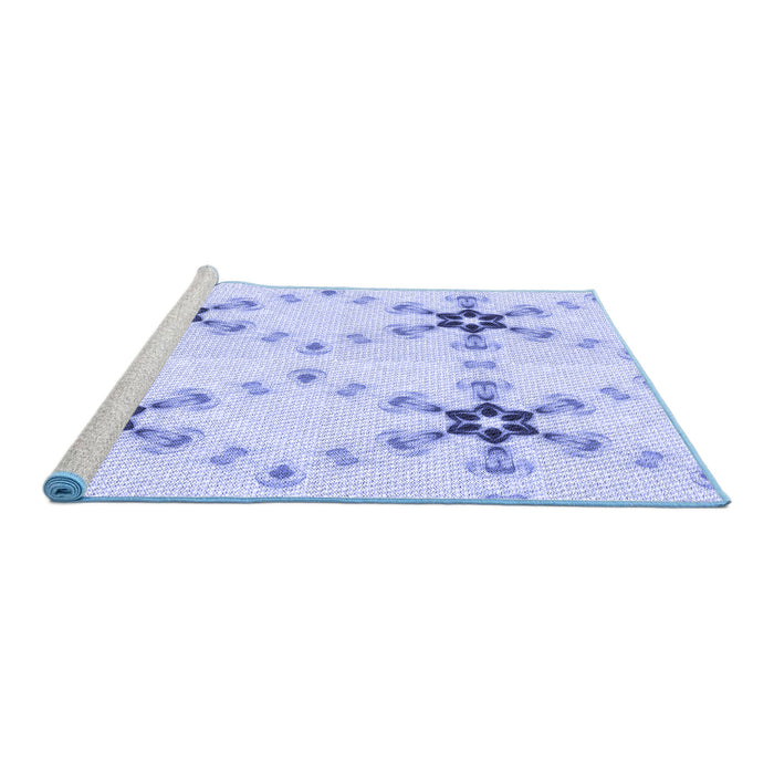 Sideview of Machine Washable Transitional Lavender Blue Rug, wshpat3214blu