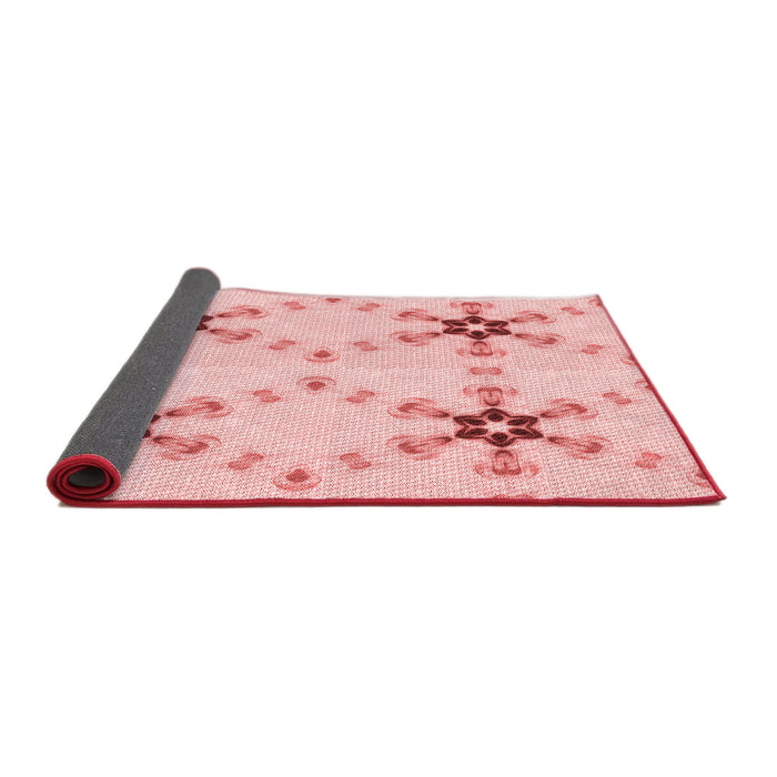 Thickness of Patterned Light Red Pink Rug, pat3214rd
