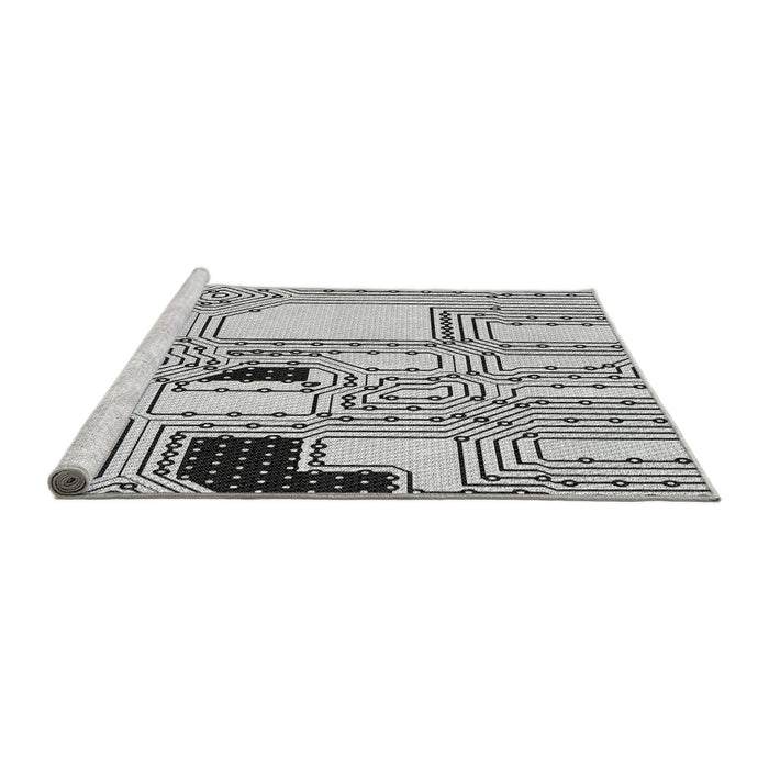 Sideview of Machine Washable Transitional Ash Gray Rug, wshpat3216gry