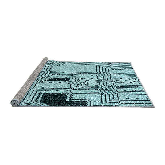 Sideview of Machine Washable Transitional Electric Blue Rug, wshpat3216lblu