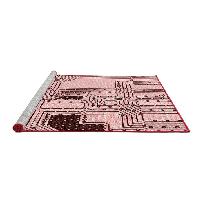 Sideview of Machine Washable Transitional Light Rose Pink Rug, wshpat3216rd