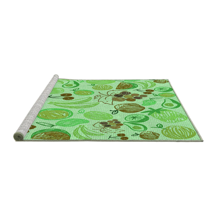 Sideview of Machine Washable Transitional Green Rug, wshpat3217grn
