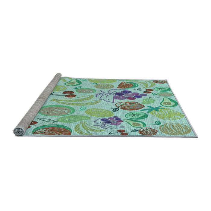 Sideview of Machine Washable Transitional Green Rug, wshpat3217lblu