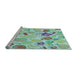 Sideview of Machine Washable Transitional Green Rug, wshpat3217lblu