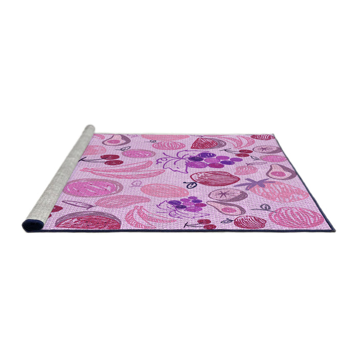 Sideview of Machine Washable Transitional Blossom Pink Rug, wshpat3217pur