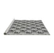 Sideview of Machine Washable Transitional Platinum Silver Gray Rug, wshpat3218gry