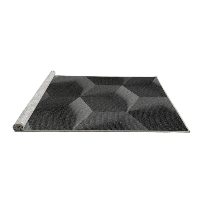 Sideview of Machine Washable Transitional Charcoal Black Rug, wshpat3219gry
