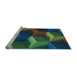 Sideview of Machine Washable Transitional Gunmetal Green Rug, wshpat3219lblu