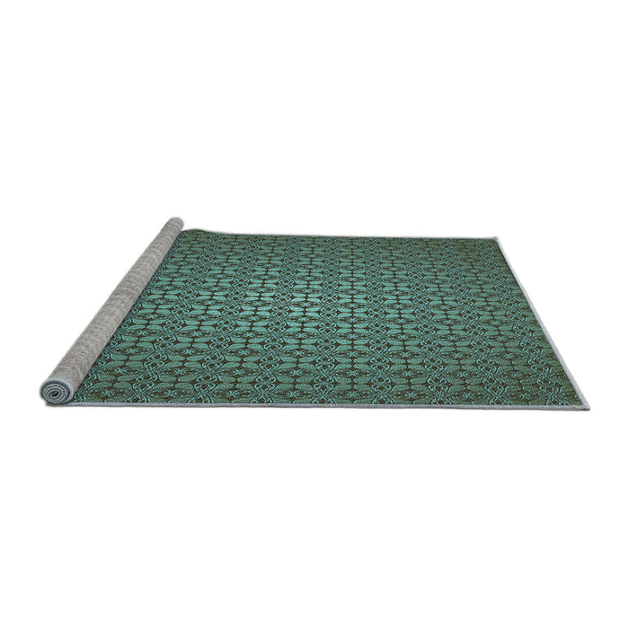 Sideview of Machine Washable Transitional Army Green Rug, wshpat322lblu
