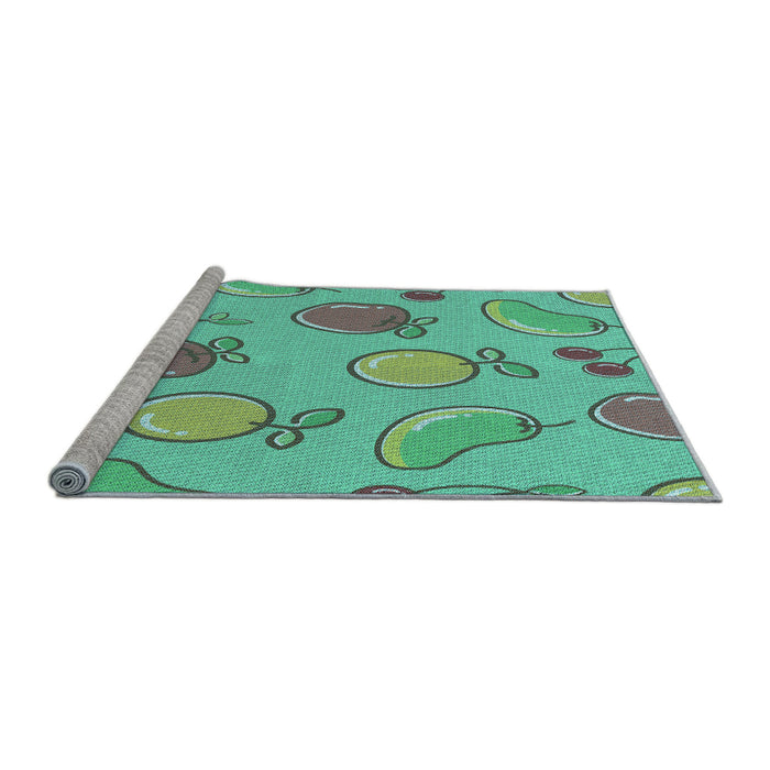 Sideview of Machine Washable Transitional Medium Sea Green Rug, wshpat3220lblu