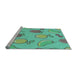 Sideview of Machine Washable Transitional Medium Sea Green Rug, wshpat3220lblu