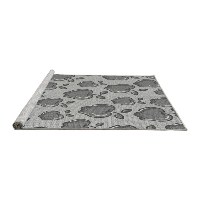 Sideview of Machine Washable Transitional Silver Gray Rug, wshpat3221gry