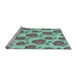 Sideview of Machine Washable Transitional Aquamarine Green Rug, wshpat3221lblu