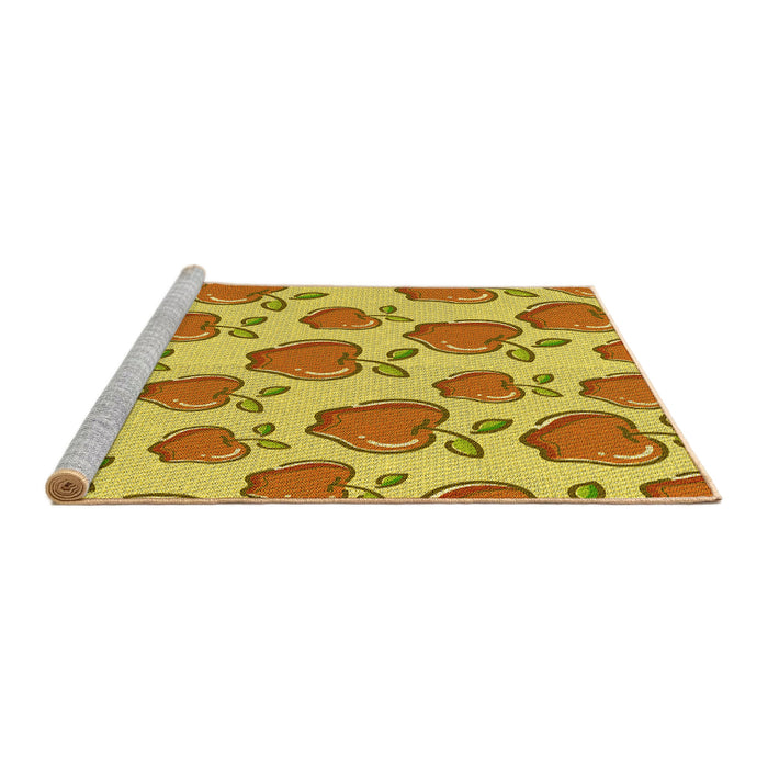 Sideview of Machine Washable Transitional Yellow Rug, wshpat3221yw