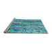 Sideview of Machine Washable Transitional Steel Blue Rug, wshpat3222lblu