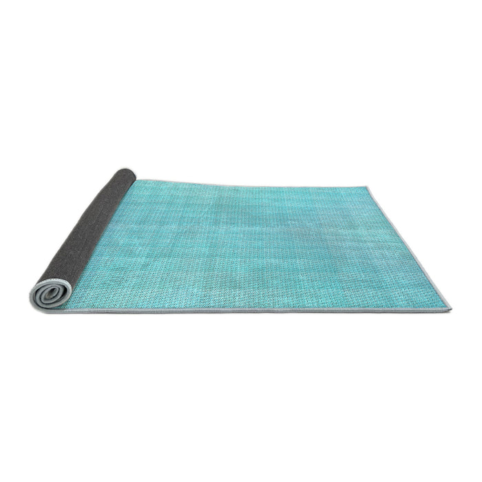 Thickness of Patterned Bright Turquoise Blue Rug, pat3223lblu