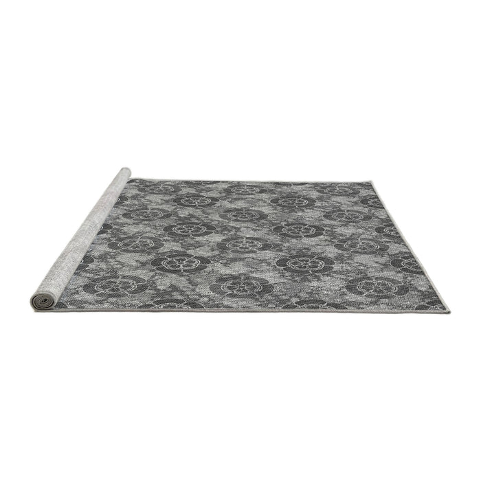 Sideview of Machine Washable Transitional Grey Gray Rug, wshpat3227gry