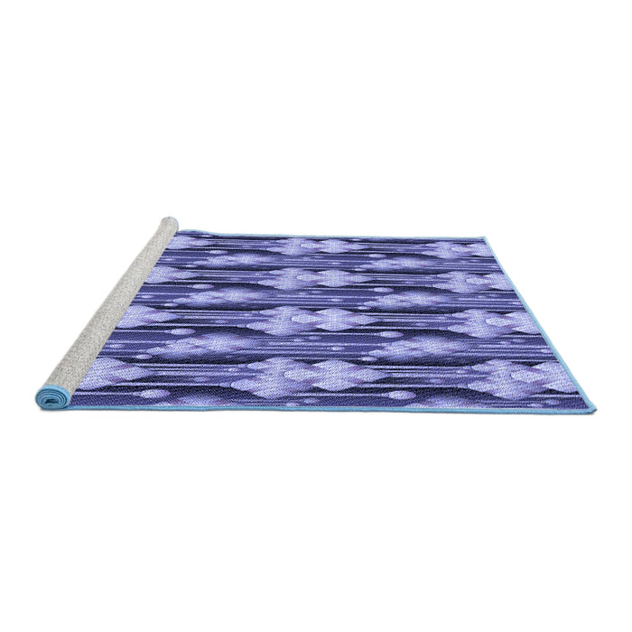Sideview of Machine Washable Transitional Purple Mimosa Purple Rug, wshpat3232blu