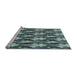 Sideview of Machine Washable Transitional Blue Moss Green Rug, wshpat3232lblu