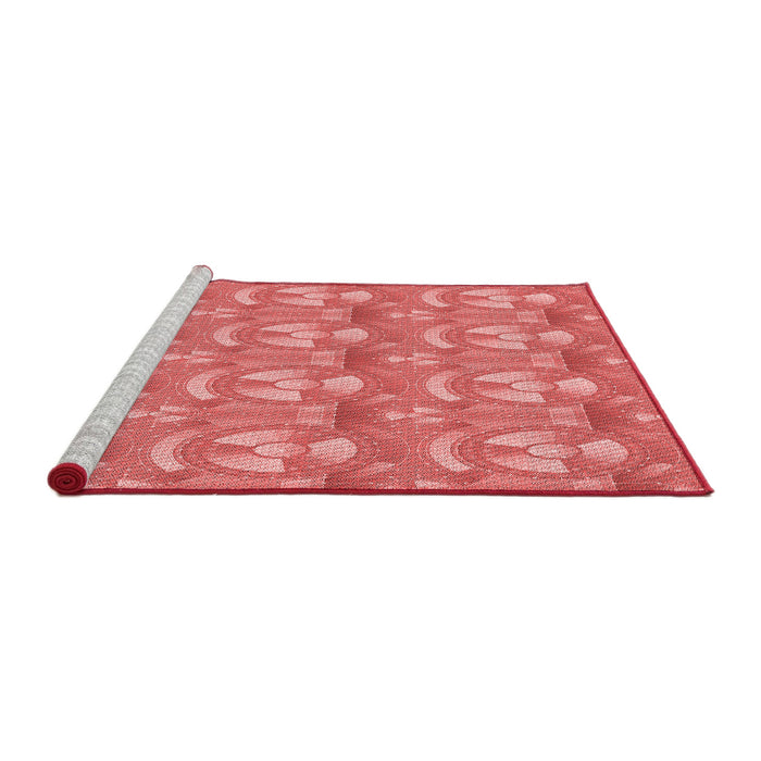 Sideview of Machine Washable Transitional Ruby Red Rug, wshpat3233rd