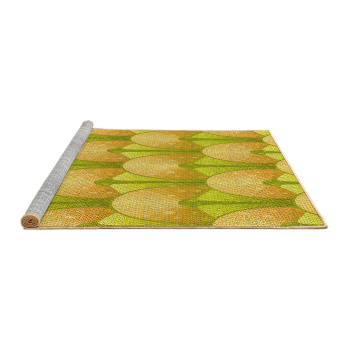 Sideview of Machine Washable Transitional Yellow Rug, wshpat3235yw