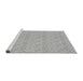 Sideview of Machine Washable Transitional Platinum Silver Gray Rug, wshpat3237gry