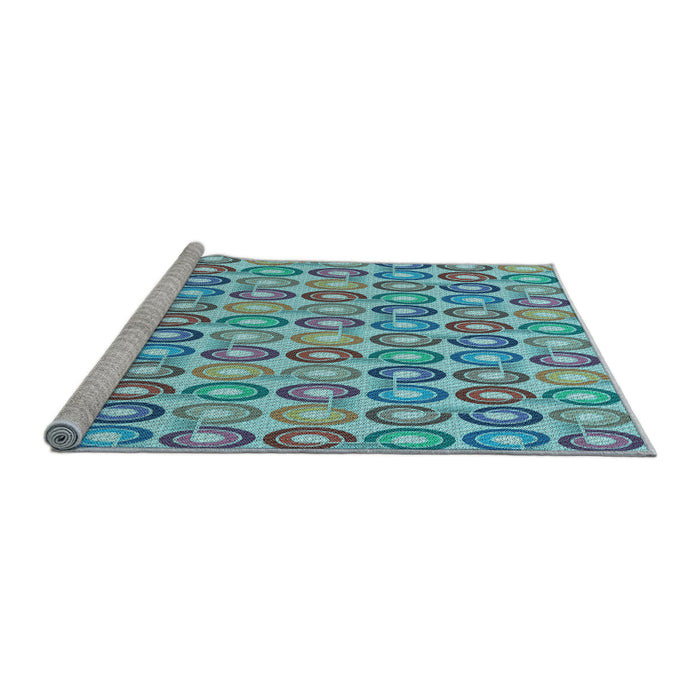 Sideview of Machine Washable Transitional Green Rug, wshpat3242lblu