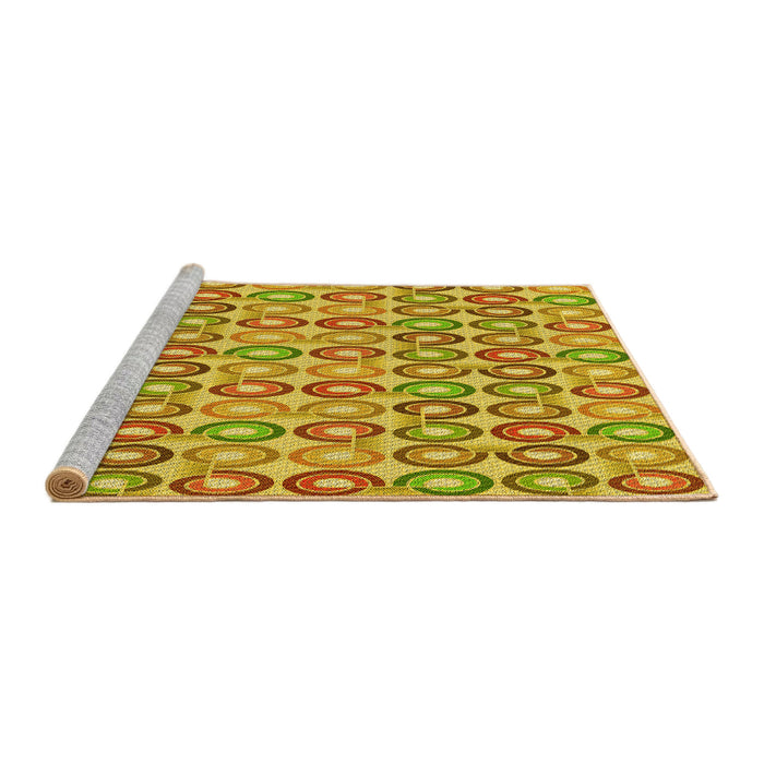 Sideview of Machine Washable Transitional Yellow Rug, wshpat3242yw
